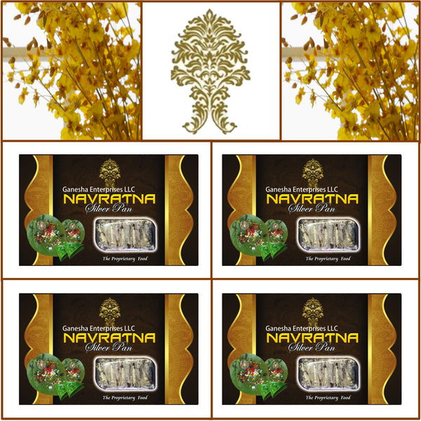 4 Boxes. Navratna Silver Pan (Paan). 10 Pieces Each.