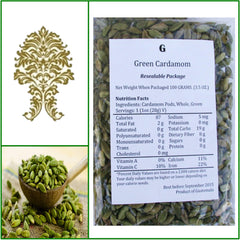 2 Bags. Natural Green Whole Cardamom Pods. Extra Fancy Grade! 100g Ea.