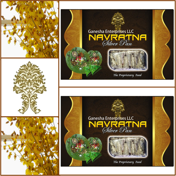 2 Boxes. Navratna Silver Pan (Paan). 10 Pieces Each.